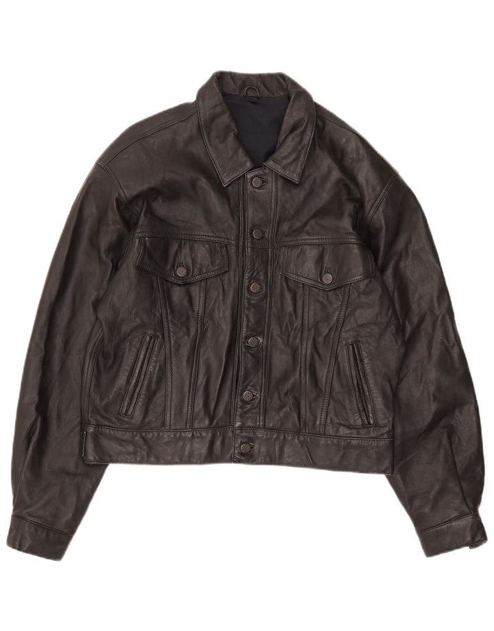 Vintage Mens Bomber Leather Jacket UK 36 Small Black
