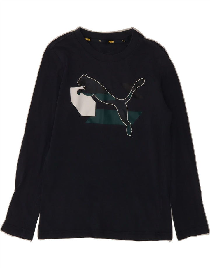 PUMA Boys Graphic Top Long Sleeve 9-10 Years Navy Blue Vintage Puma and Second-Hand Puma from Messina Hembry 