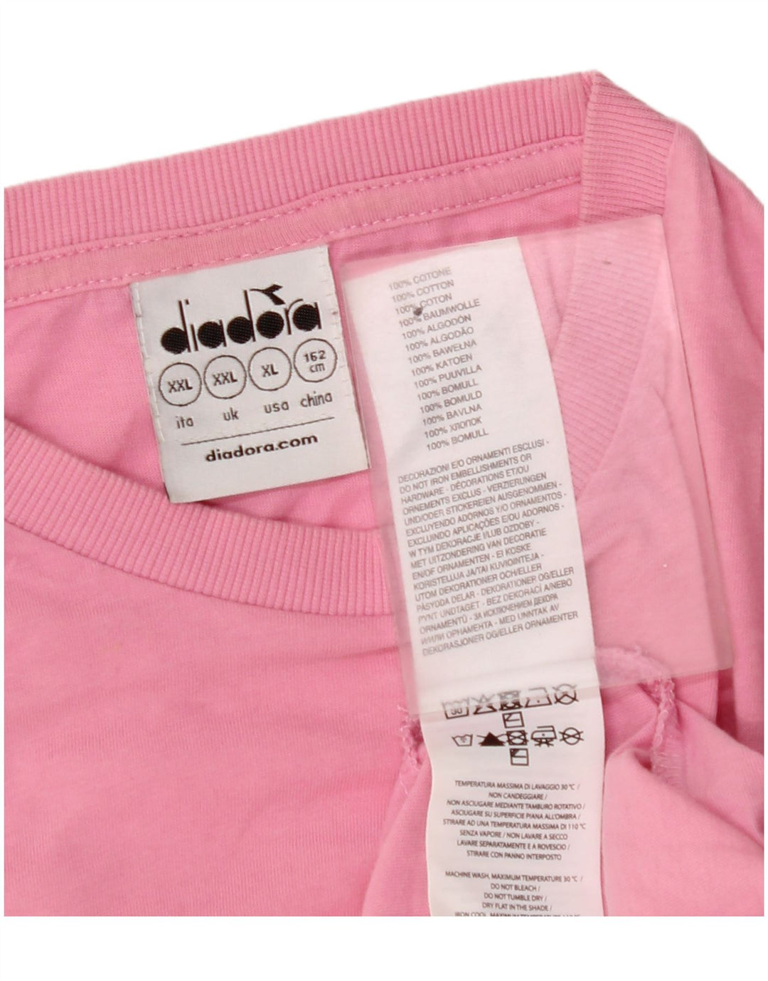 DIADORA Girls T-Shirt Top 13-14 Years 2XL Pink Cotton