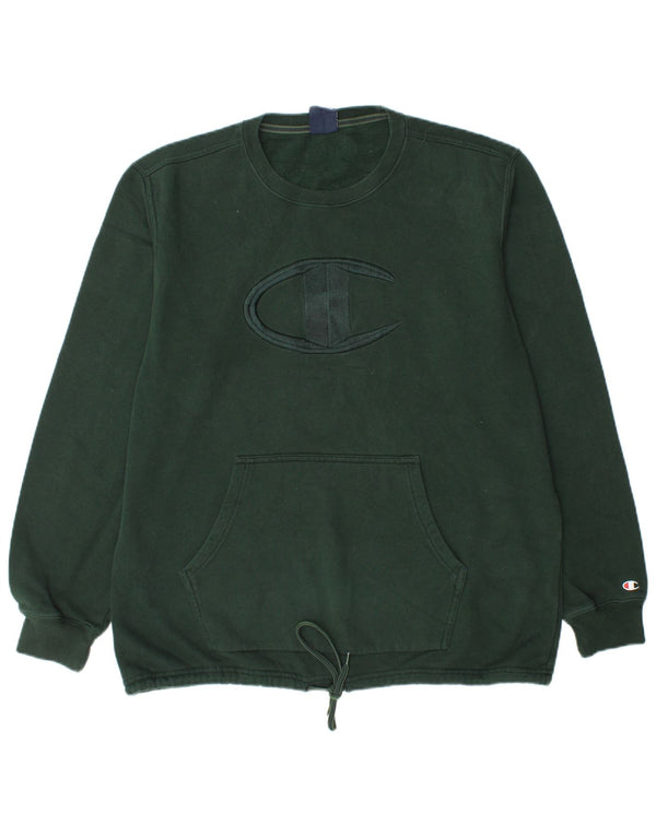 CHAMPION Mens Graphic Sweatshirt Jumper XL Green Cotton