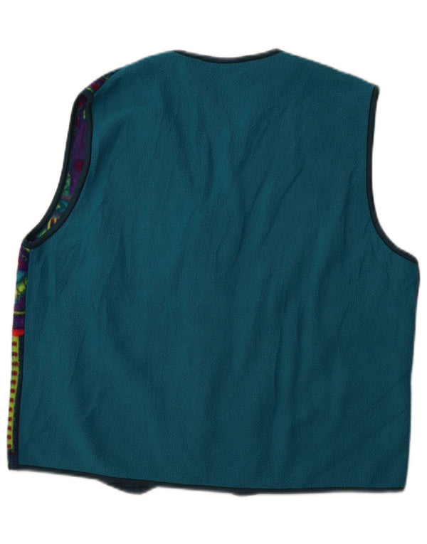 VINTAGE Mens Fleece Gilet UK 42 XL Multicoloured Geometric