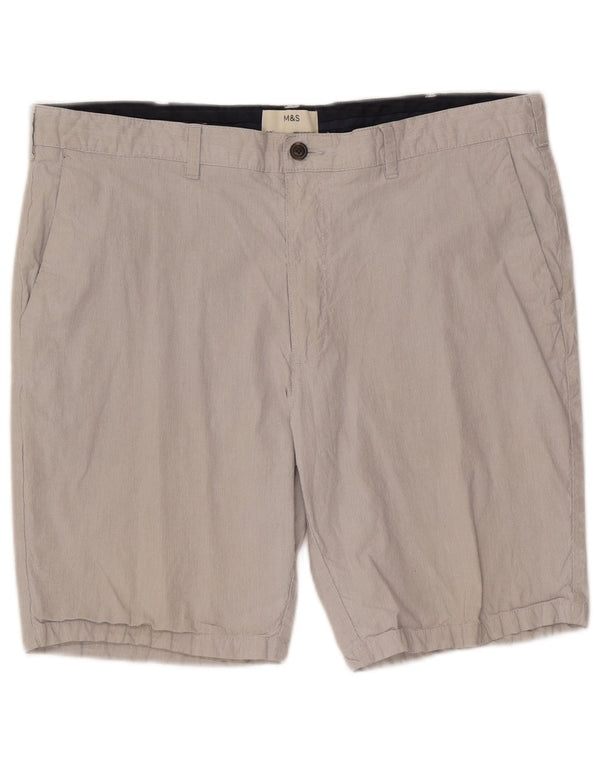 Marks & Spencer Mens Chino Shorts W40 XL Grey Pinstripe Cotton