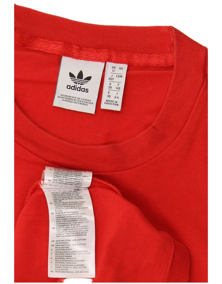 ADIDAS Womens Graphic T-Shirt Top UK 12 Medium Red Cotton
