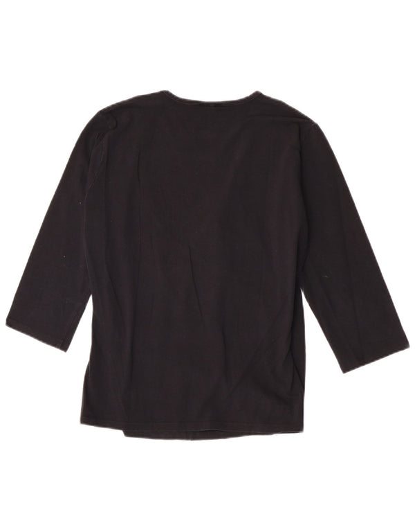 Trussardi Jeans Womens Top 3/4 Sleeve UK 14 Large Black Cotton