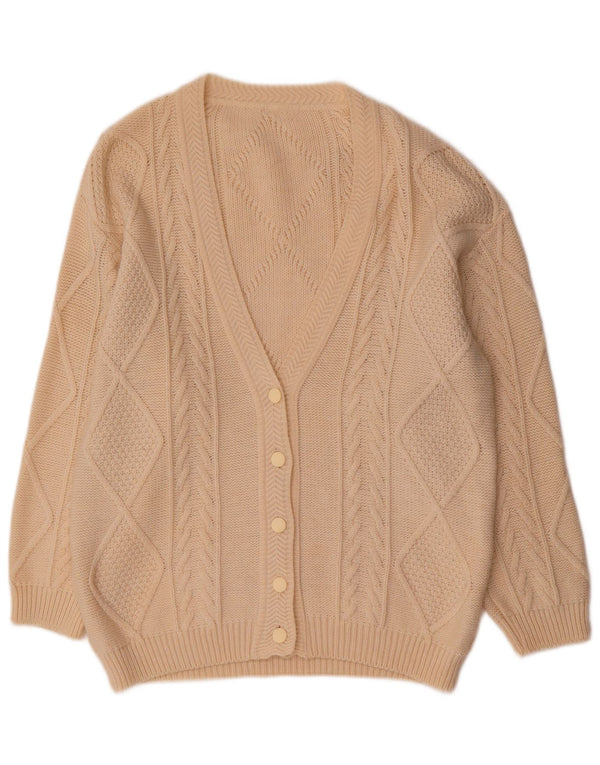 Vintage Womens Cardigan Sweater UK 14 Medium Beige Wool