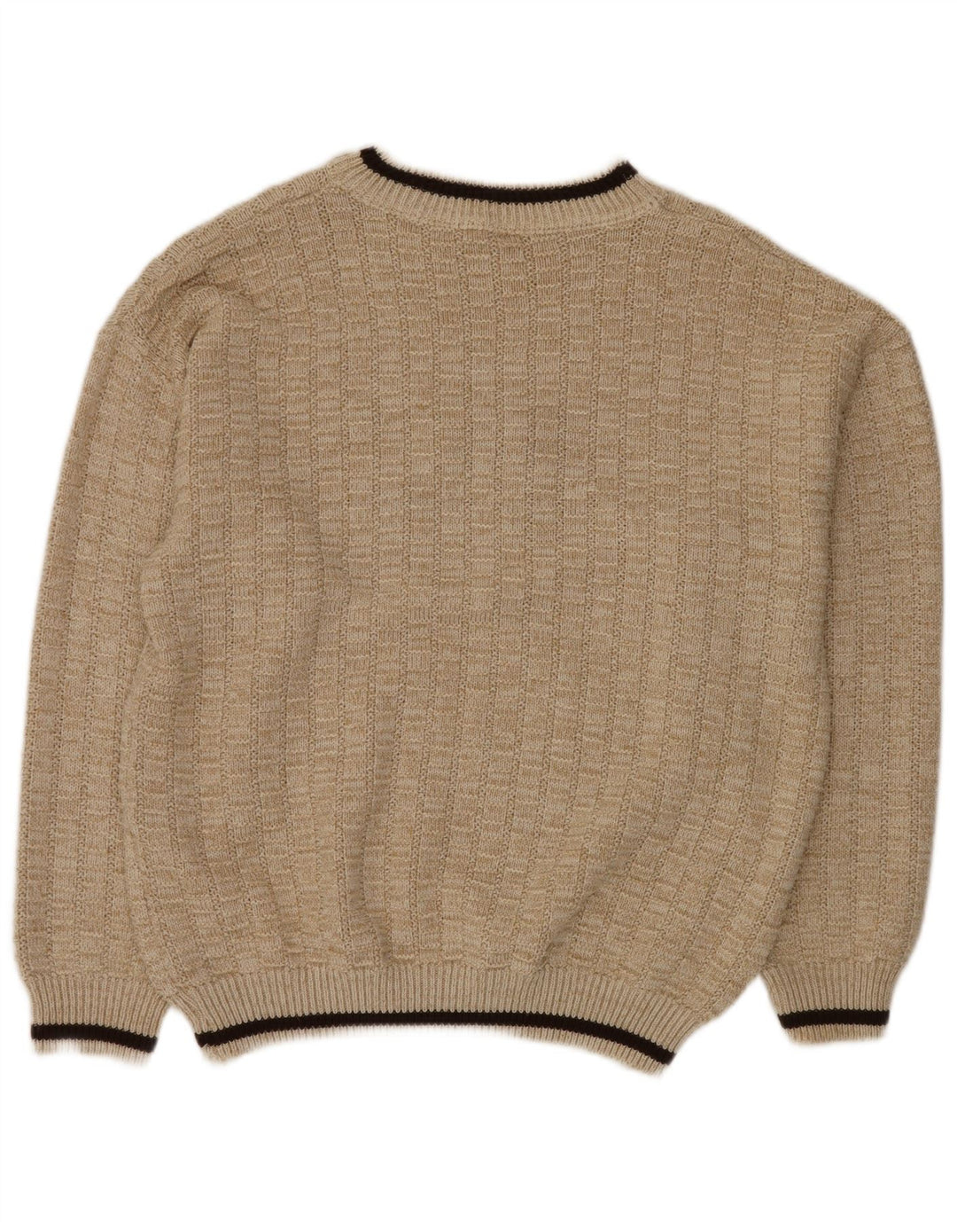 VINTAGE Mens Graphic Crew Neck Jumper Sweater IT 52 XL Beige Polyacrylic