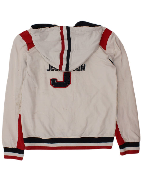JECKERSON Boys Graphic Zip Hoodie Sweater 9-10 Years White Colourblock