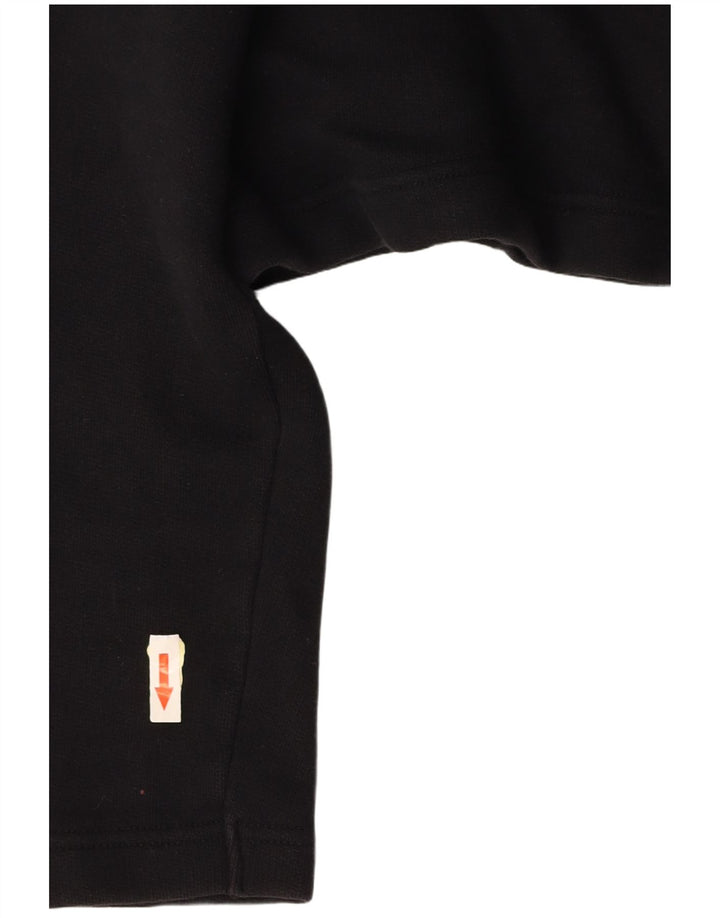 BENETTON Womens Oversized Graphic Crop Polo Shirt UK 10 Small Black