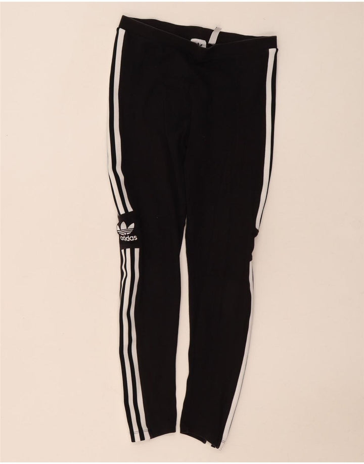 Adidas Womens Leggings UK 12 Medium Black Cotton