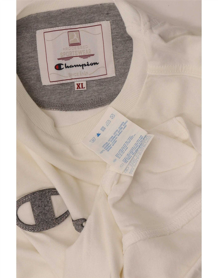 Champion Mens Graphic Top Long Sleeve XL White Cotton