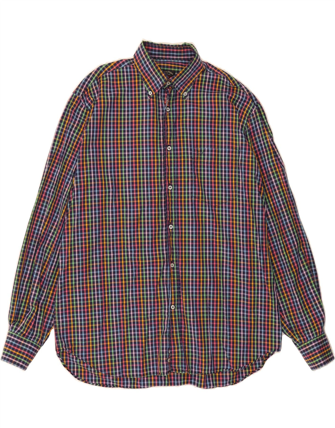 PAUL & SHARK Mens Shirt Size 43 Large Multicoloured Check Cotton Vintage Paul & Shark and Second-Hand Paul & Shark from Messina Hembry 