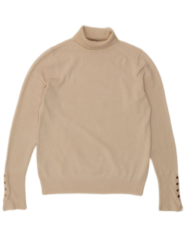 Zara Womens Roll Neck Jumper Sweater UK 12 Medium Off White Viscose