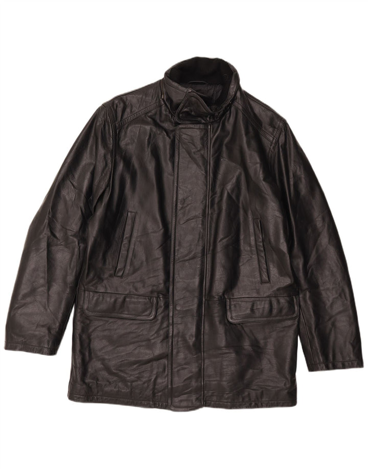 Conbipel Mens Leather Coat IT 52 Large Black Leather