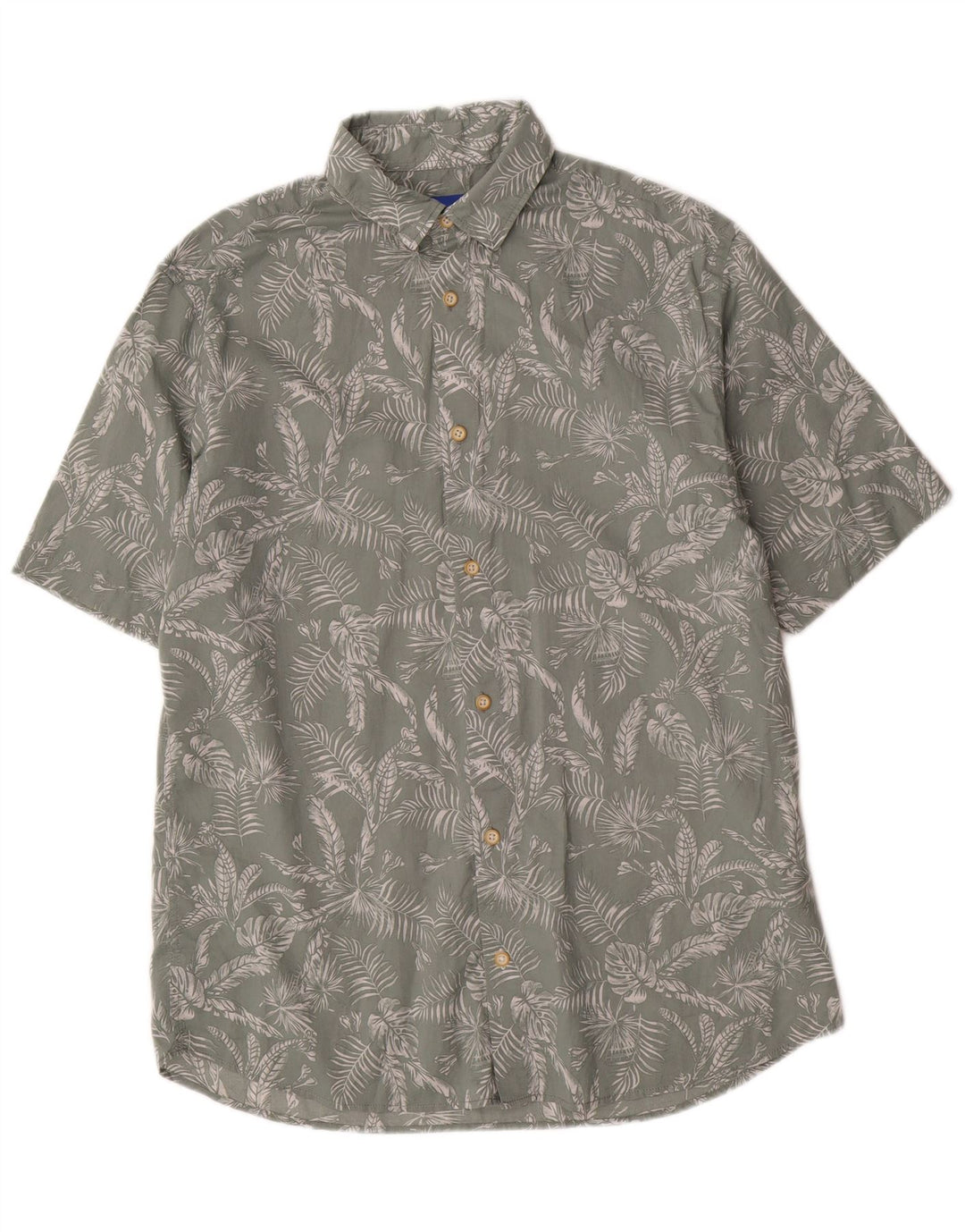 Jack & Jones Mens Short Sleeve Shirt Medium Green Floral Cotton
