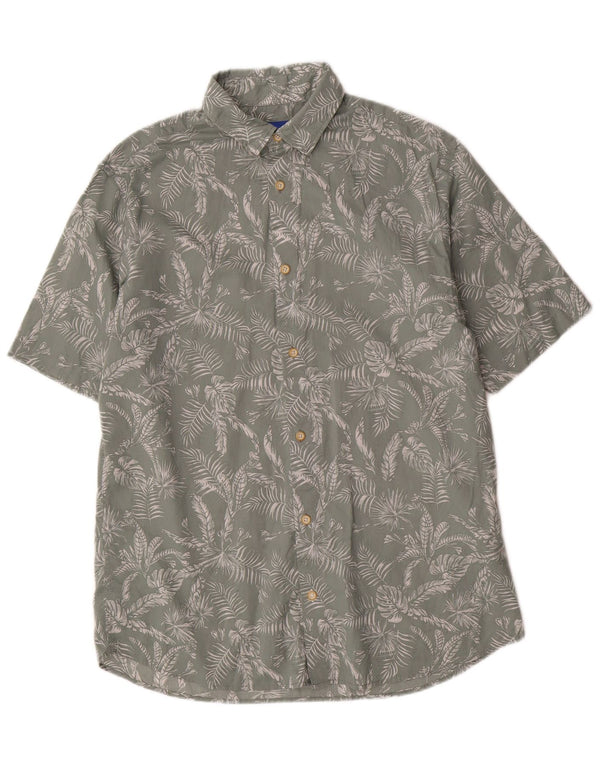 Jack & Jones Mens Short Sleeve Shirt Medium Green Floral Cotton