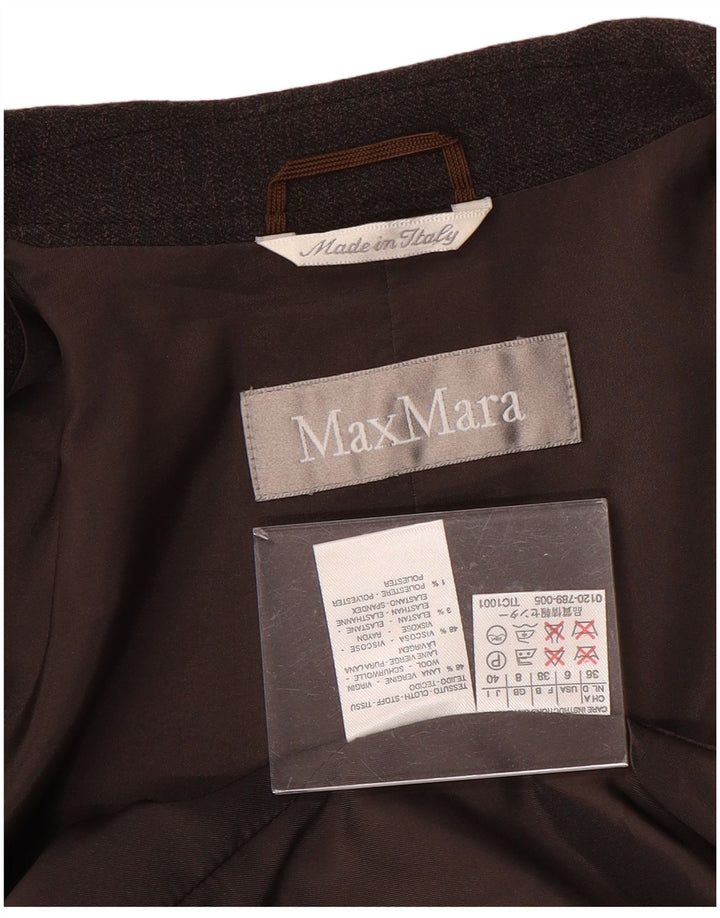MAX MARA Womens 2 Button Blazer Jacket UK 8 Small Brown Wool