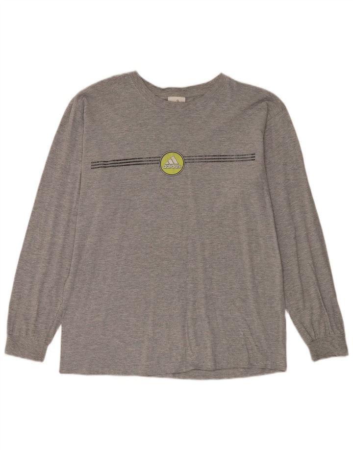 Adidas Mens Graphic Top Long Sleeve Large Grey Cotton