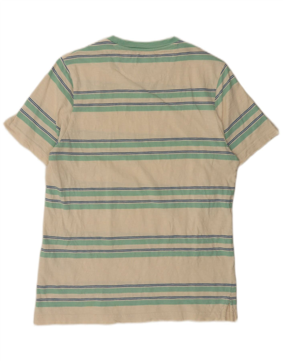 FARAH Mens T-Shirt Top Medium Off White Striped Cotton