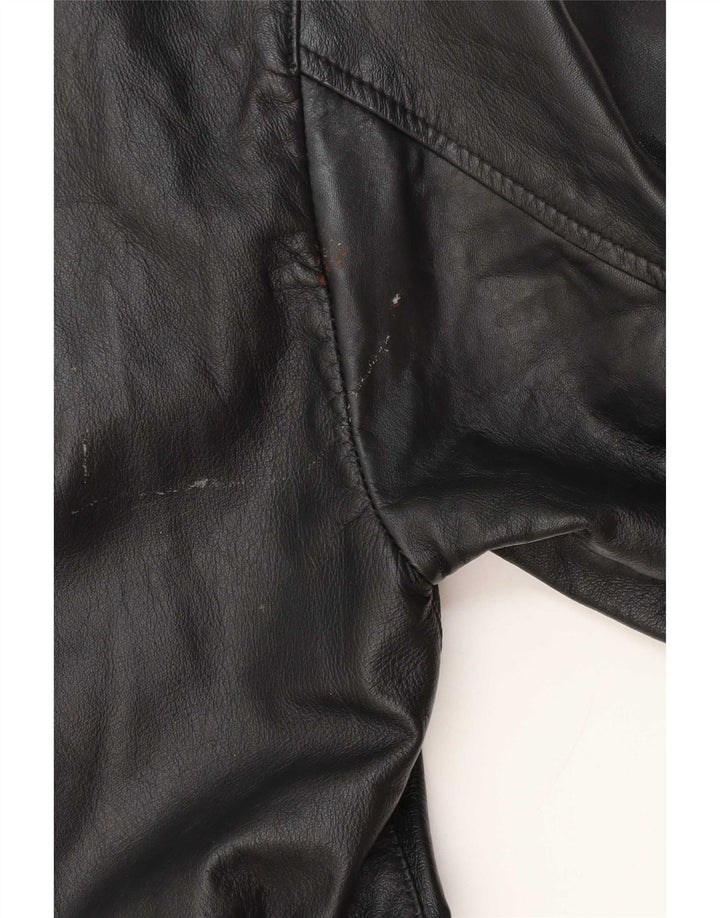 Vintage Womens Leather Coat UK 14 Medium Black