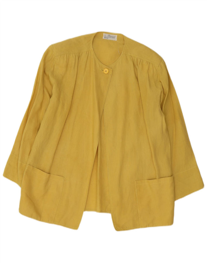 Vintage Womens 1 Button Blazer Jacket UK 16 Large Yellow