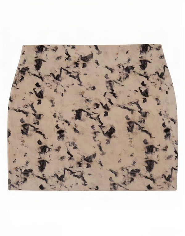 Zara Womens Abstract Pattern Mini Skirt Large W30 Beige