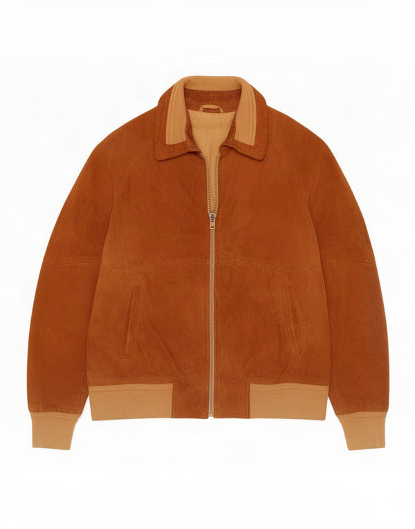 Vintage Mens Suede Bomber Jacket IT 52 XL Brown Colourblock
