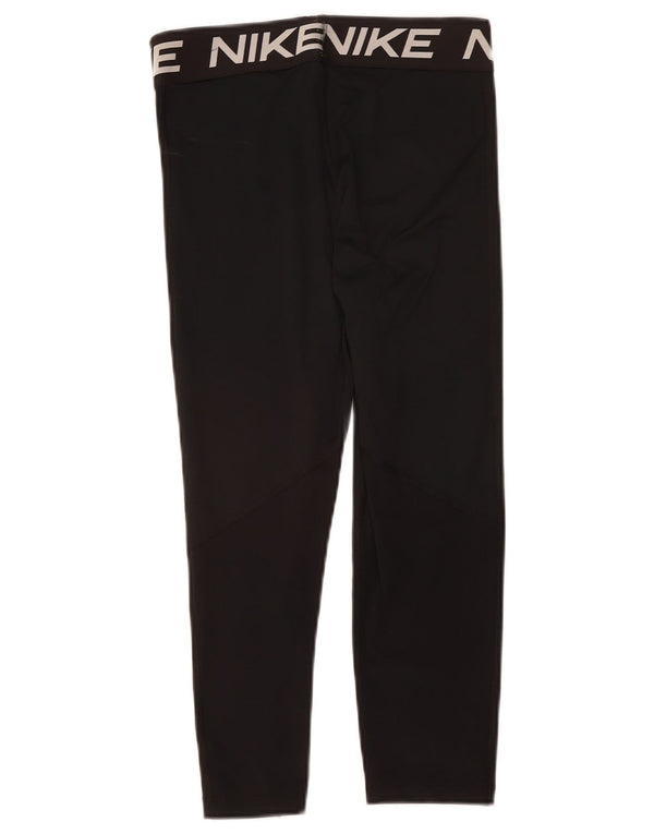 NIKE Womens Graphic Capri Leggings UK 12 Medium Black Polyester