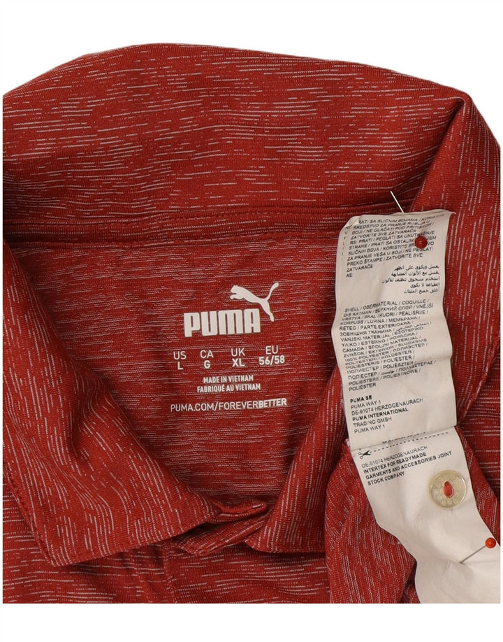 PUMA Mens Polo Shirt XL Red Flecked Polyester