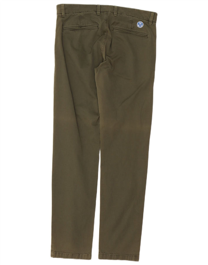 NORTH SAILS Mens Straight Chino Trousers W30 L32 Green Cotton