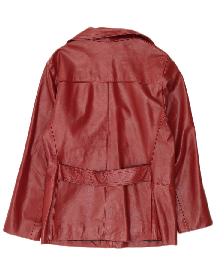 Please Womens Leather Jacket UK 14 Medium Burgundy