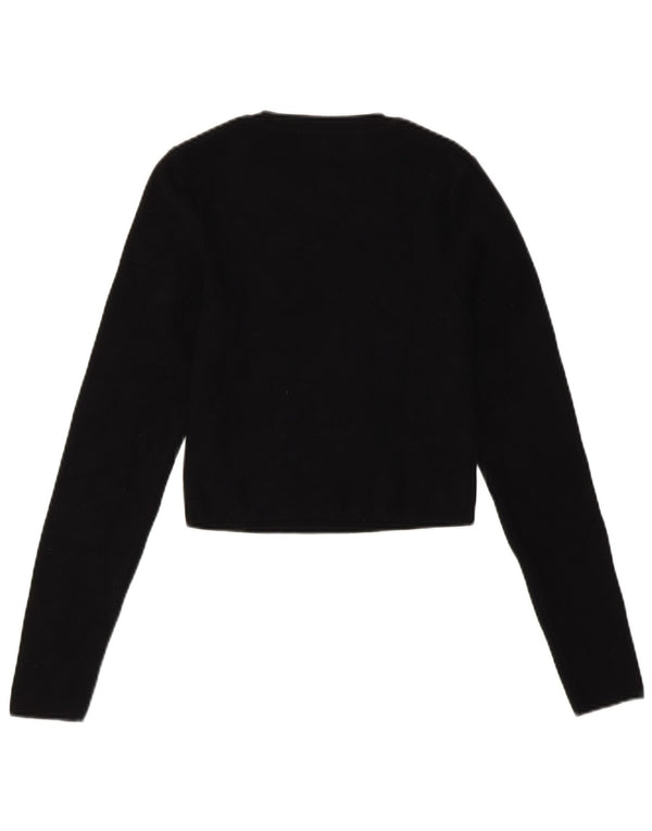Zara Womens Crop Boat Neck Jumper Sweater UK 12 Medium Black Viscose