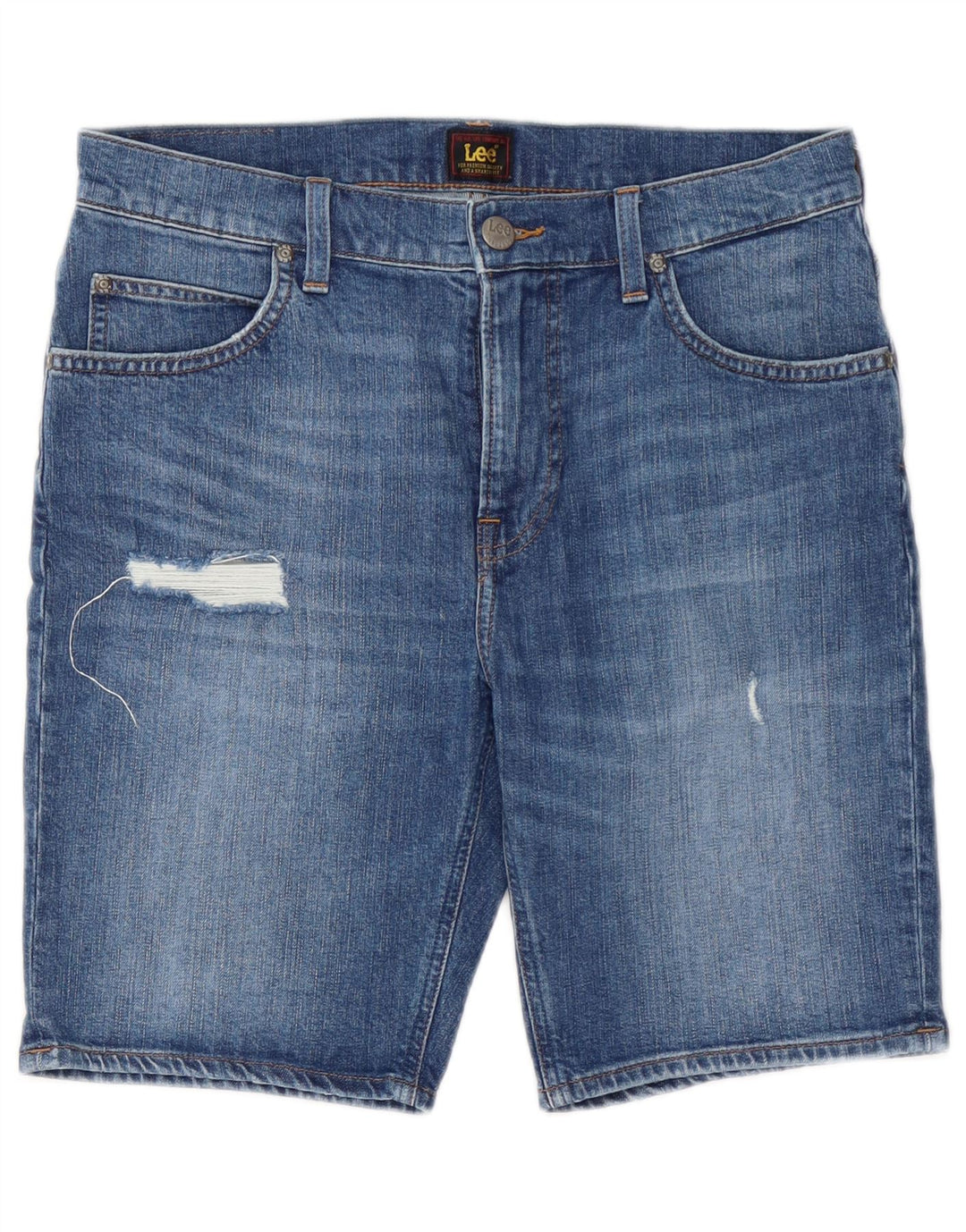 Lee Womens Rider Distressed Denim Shorts W31 Medium Blue Cotton