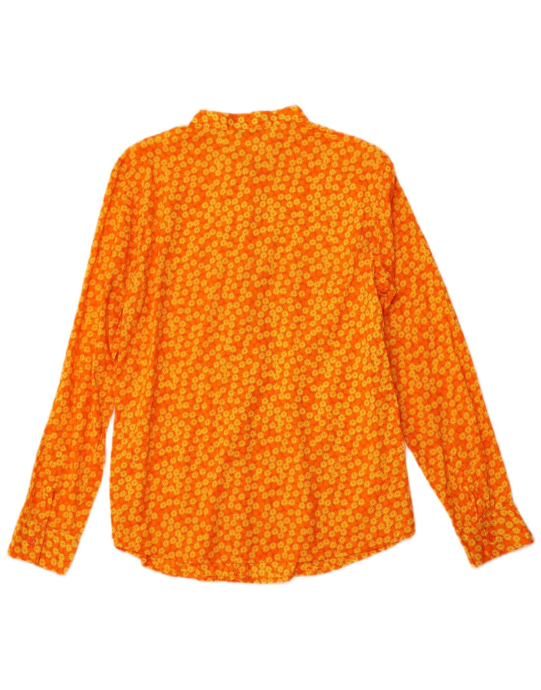 BENETTON Womens Shirt Blouse UK 12 Medium Orange Floral