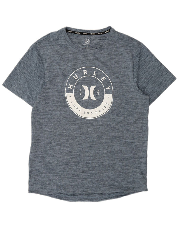 Hurley Mens Graphic T-Shirt Top Medium Navy Blue Flecked Polyester