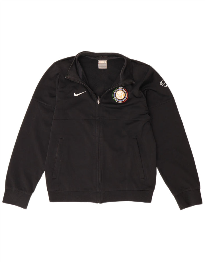 NIKE Boys Inter Milan Tracksuit Top Jacket 12-13 Years Black Polyester