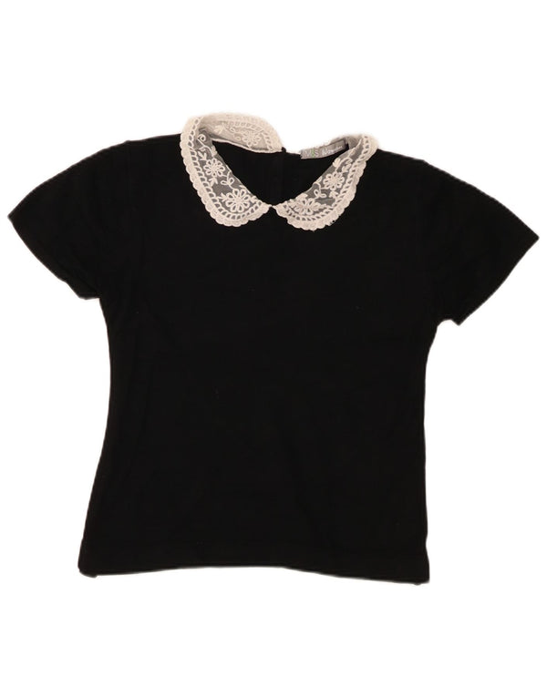 Marks & Spencer Womens Crop Blouse Top UK 12 Medium Black
