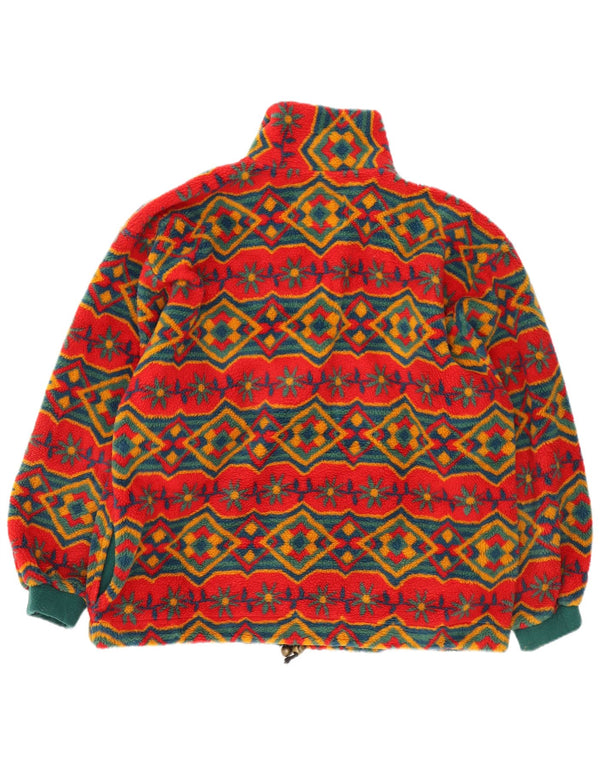 Vintage Womens Oversized Fleece Jacket UK 18 XL Red Geometric