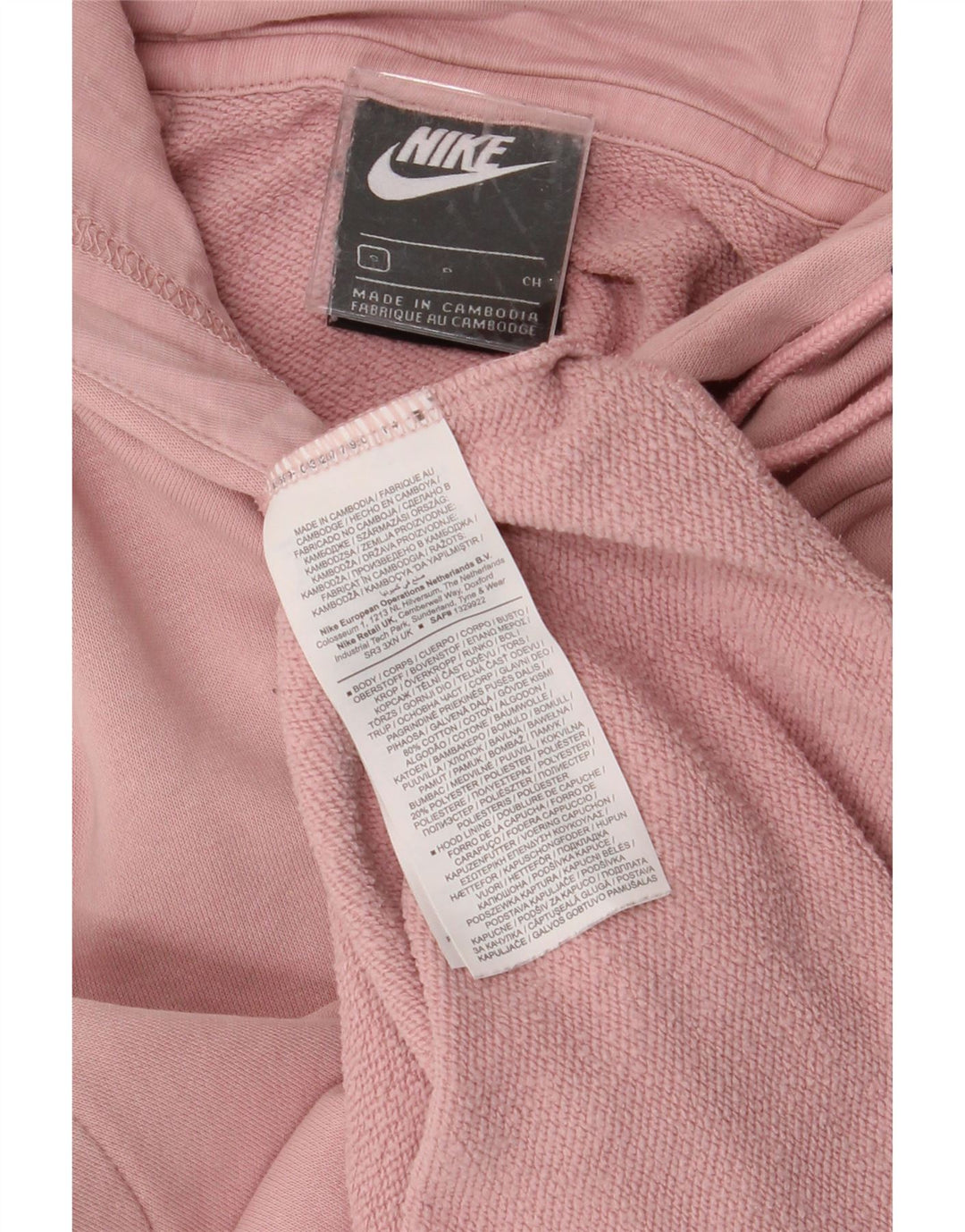 NIKE Womens Oversized Hoodie Jumper UK 10 Small Pink Cotton