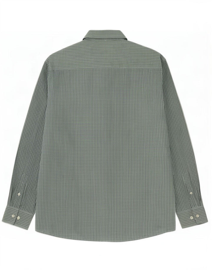Pierre Cardin Mens Regular Fit Shirt XL Green Gingham Polyester
