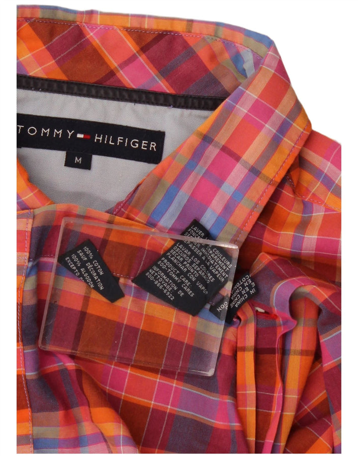Tommy Hilfiger Mens Short Sleeve Shirt Medium Red Check Cotton