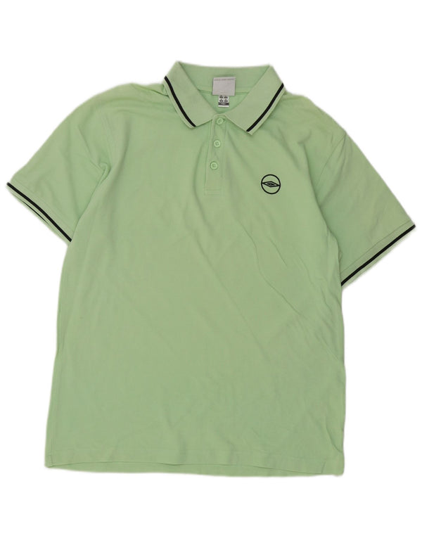 Umbro Mens Polo Shirt Medium Green Striped Cotton