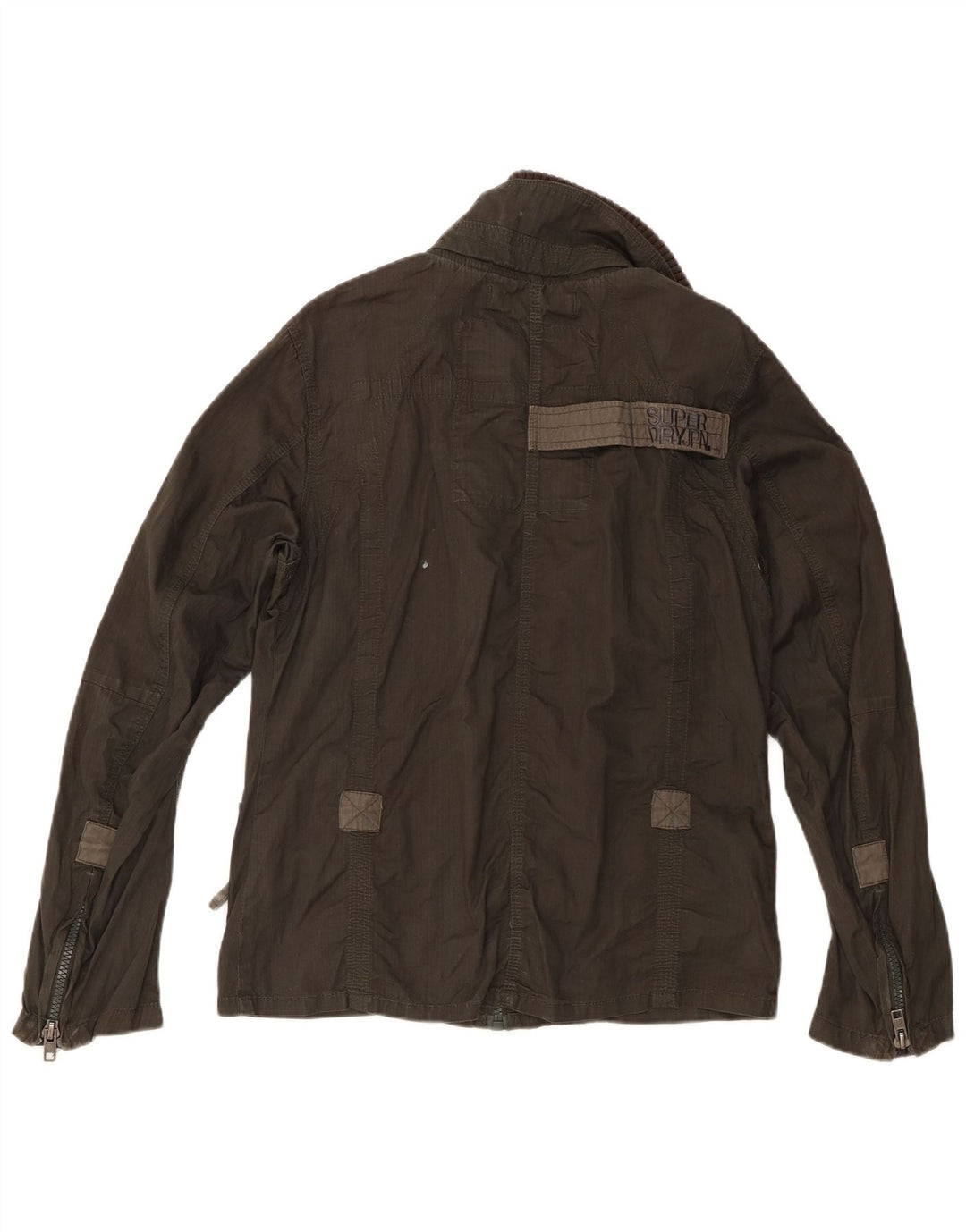Superdry Mens Double Blacklabel Utility Jacket UK 36 Small Khaki Cotton
