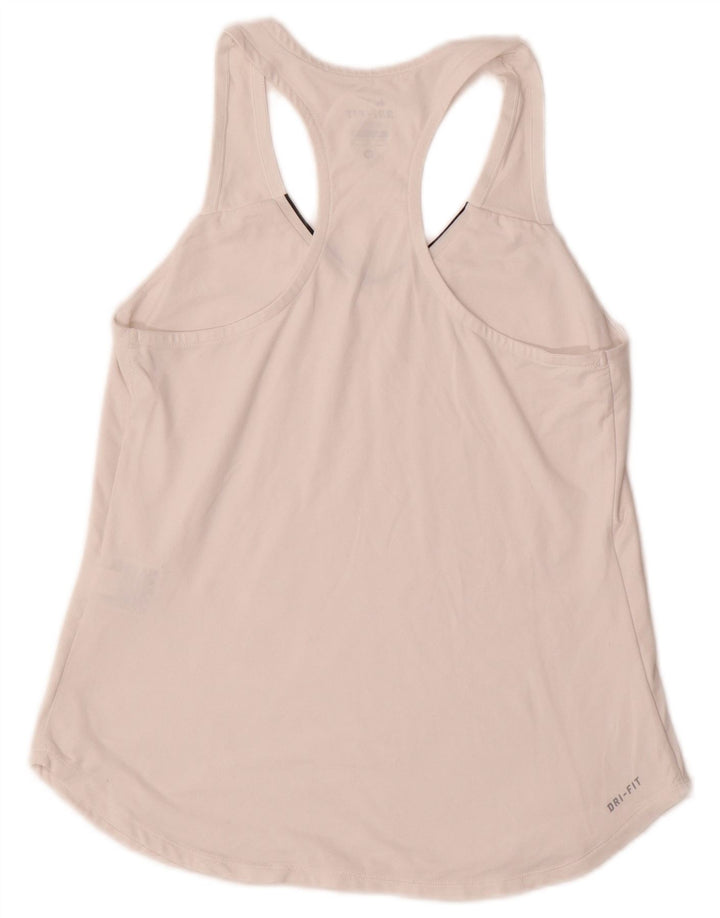 NIKE Womens Dri Fit Vest Top UK 12 Medium White Polyester