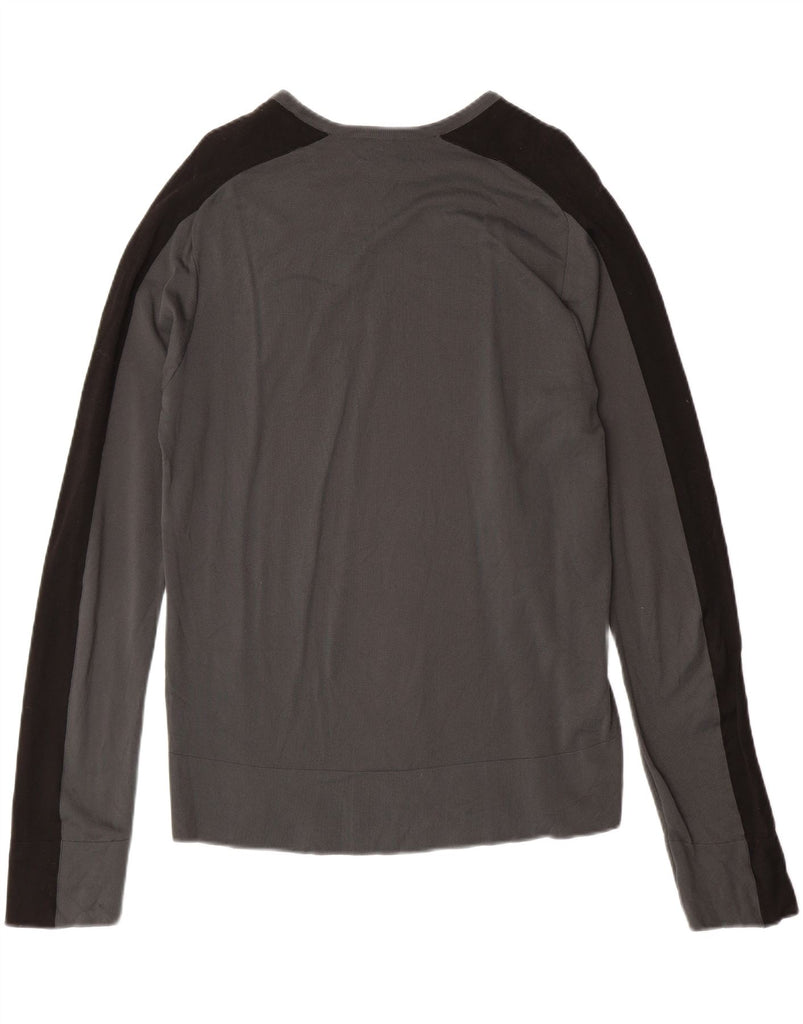 BIKKEMBERGS Womens Boat Neck Jumper Sweater UK 14 Medium Grey Colourblock Vintage Bikkembergs and Second-Hand Bikkembergs from Messina Hembry 