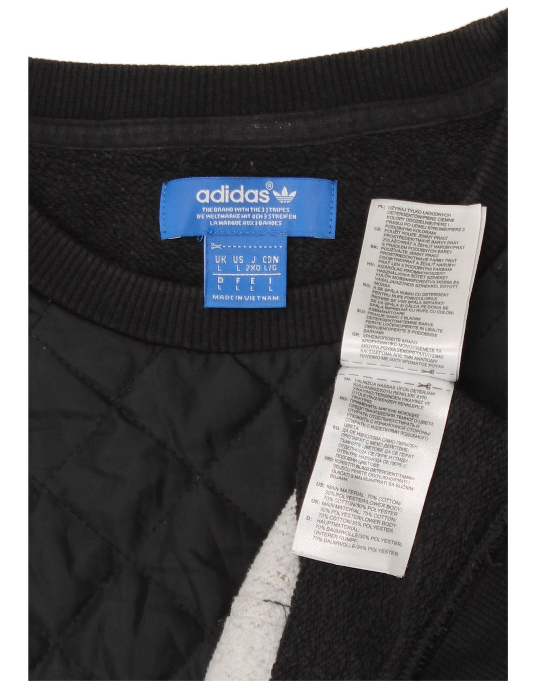 Adidas Mens Sweatshirt Jumper Large Black Colourblock Cotton