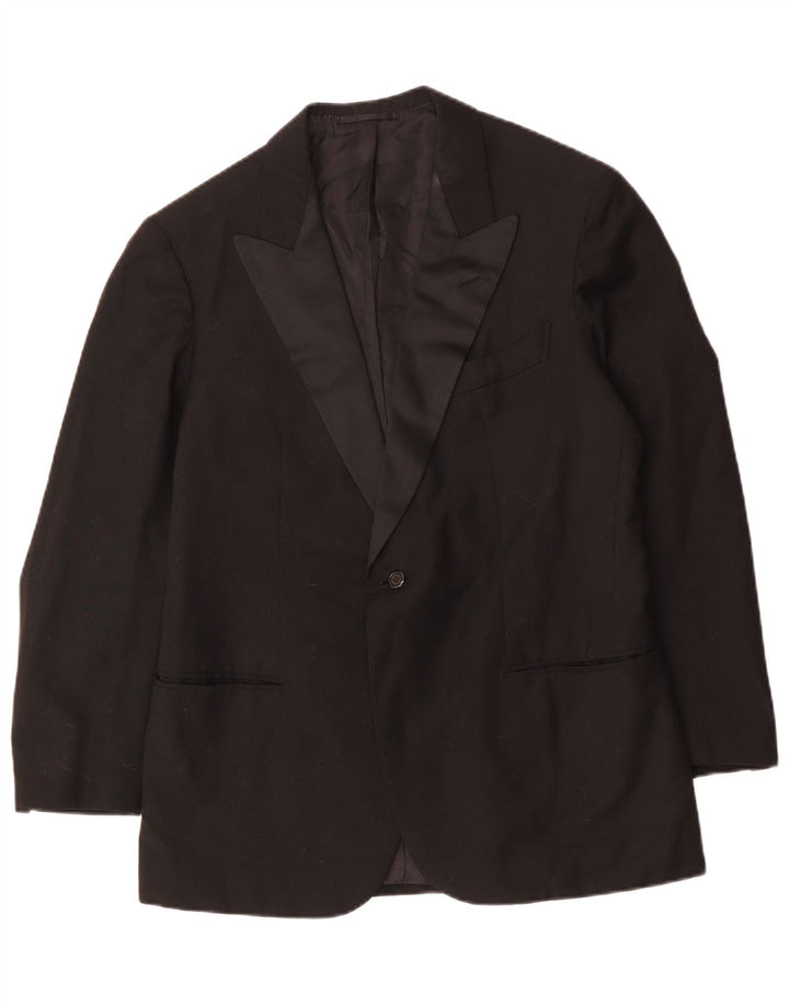 Vintage Mens 1 Button Blazer Jacket UK 38 Medium Black