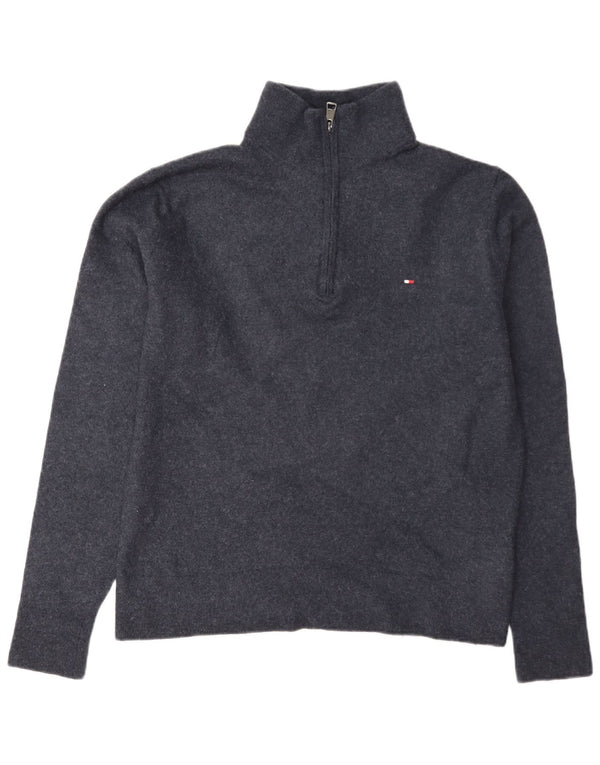 Tommy Hilfiger Mens Zip Neck Jumper Sweater 2XL Navy Blue Wool
