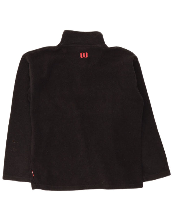 ANIMAL Mens Zip Neck Fleece Jumper Large Black Polyester