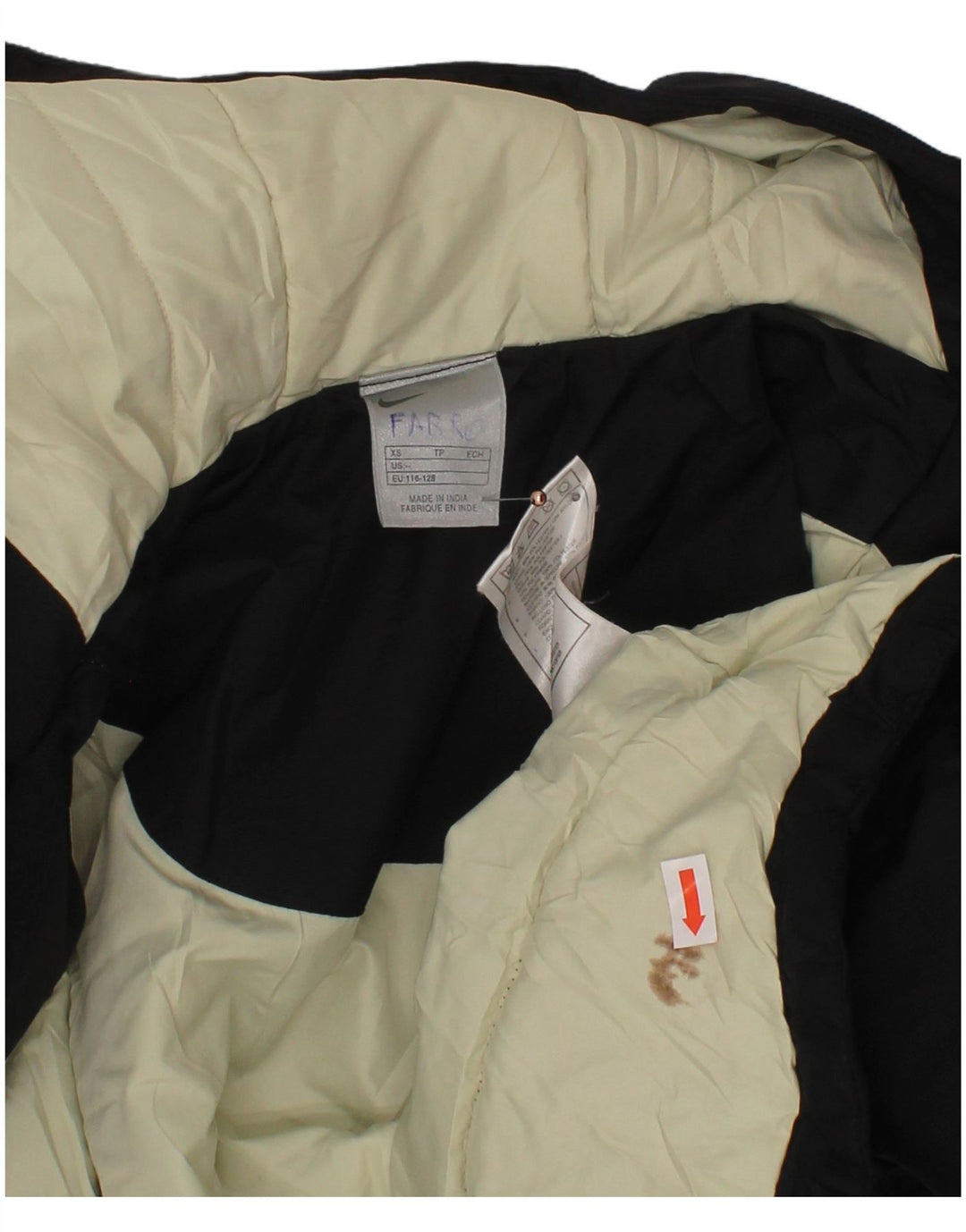 NIKE Boys Hooded Padded Jacket 6-7 Years XS Black Polyester