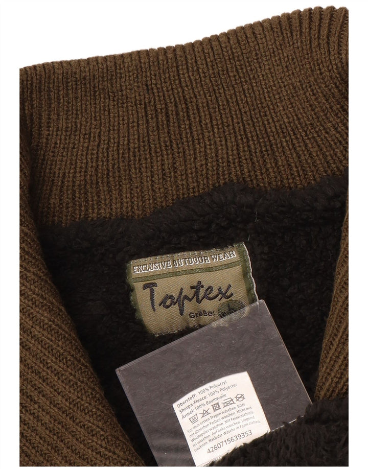 VINTAGE Mens Zip Neck Jumper Sweater IT 52/54 Large Brown Polyacrylic